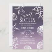 甘い16パープルグラデーションビーチヒトガザメ 招待状 (正面)