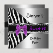 甘い16パープルシルバーブラックゼブラヒョウ 招待状 (正面/裏面)