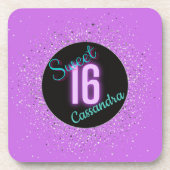 甘い16パープルシルバーブリリアンスパーソナライズされた コースター (正面)