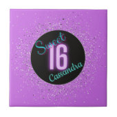 甘い16パープルシルバーブリリアンスパーソナライズされた タイル (正面)