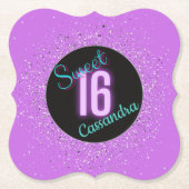 甘い16パープルシルバーブリリアンスパーソナライズされた ペーパーコースター (正面)