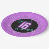 甘い16パープルシルバーブリリアンスパーソナライズされた ペーパープレート (アングル)