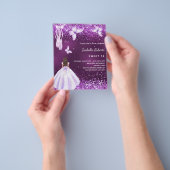 甘い16パープルバレリーナのドレスの予算の招待 チラシ (手)