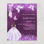 甘い16パープルバレリーナのドレスの予算の招待 チラシ (正面)