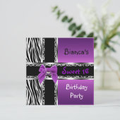 甘い16パープルピンクシルバーブラックゼブラヒョウ 招待状 (スタンド正面)