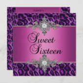 甘い16パープルピンクシルバーホワイトブラックダイヤモンド 招待状 (正面/裏面)