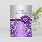 甘い16パープルボウスパークルダイヤモンドパーティー🎉 招待状 (スタンド正面)