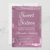 甘い16パープルマスカレード誕生日パーティー 招待状 (正面)