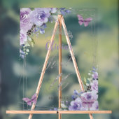 甘い16パープルライラックフローラルシルバーウェルカム アクリルサイン (ニュートラル)