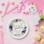 甘い16パープルラベンダーフローラ蝶 ペーパープレート (パーティー)