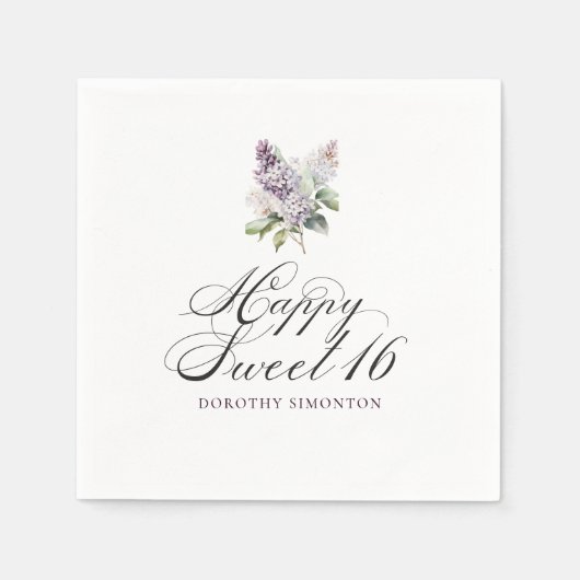 甘い16パープル薄紫春フラワーカクテル スタンダードカクテルナプキン (正面)
