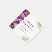 甘い16パープル金ゴールドスパークルバルーン スタンダードカクテルナプキン (角)
