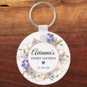 甘い16パープル金ゴールドフローラパーティーの好意 キーホルダー (正面)