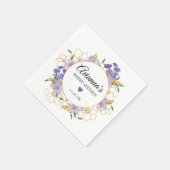 甘い16パープル金ゴールドフローラパーティー好意ありがとう スタンダードカクテルナプキン (角)