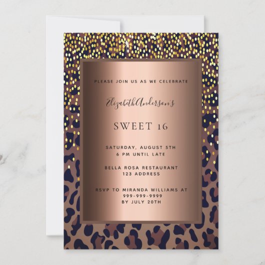 甘い16ヒョウ柄ブロンズ 招待状 (正面)