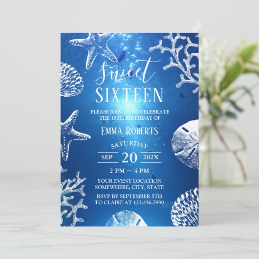 甘い16ビーチヒトスターフィッシュシーシェル水中 招待状 (スタンド正面)