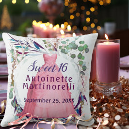 甘い16ピンクかわいらしドレフォーマルス クッション