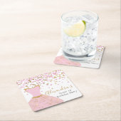 甘い16ピンクとゴールドフォイルドレス スクエアペーパーコースター (インサイチュ)