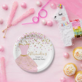 甘い16ピンクとゴールドフォイルドレス ペーパープレート (パーティー)