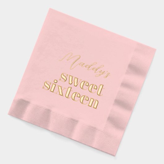甘い16ピンクと金のフォイルのスタンプ付きナプキン 箔ナプキン (左)