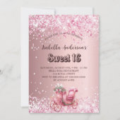 甘い16ピンクのエレガント車 招待状 (正面)