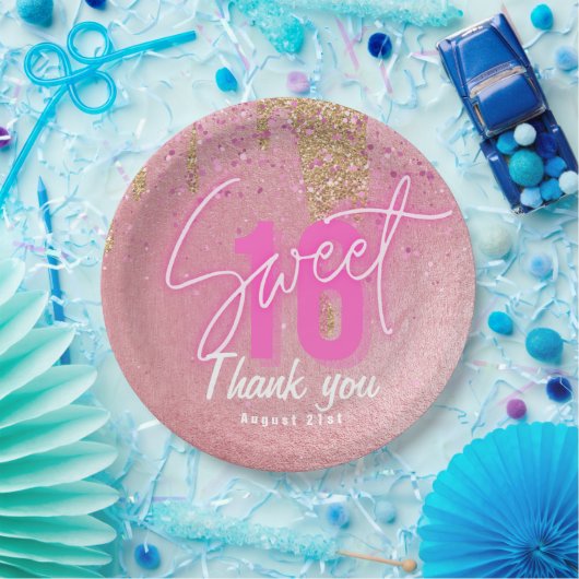 甘い16ピンクのパーティー食品ディナーパーソナライズされたウェア ペーパープレート (パーティー)