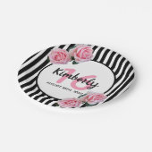 甘い16ピンクのフローラブラックストライプ ペーパープレート (アングル)