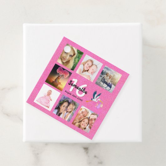 甘い16ピンクの写真のコラージュ感謝していユー フェイバータグ (インサイチュ)