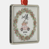 甘い16ピンクの名前スクリプトカークリスマスホリデー メタルオーナメント (右)