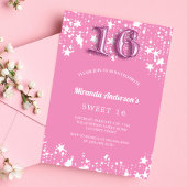 甘い16ピンクの白い星 インビテーションポストカード