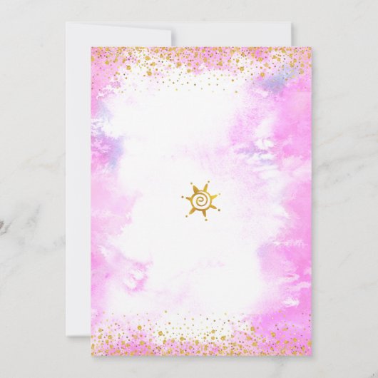 甘い16ピンクウォーターカラー金ゴールドガーリーグラム誕生日 招待状 (裏面)