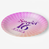 甘い16ピンクオレンジグラデーショングルービーレトロボホ ペーパープレート (アングル)