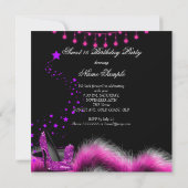 甘い16ピンクパープルスターズハイヒールパーティー 招待状 (裏面)