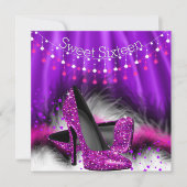 甘い16ピンクパープルスターズハイヒールパーティー 招待状 (正面)
