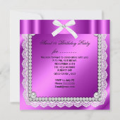 甘い16ピンクパープルレース真珠の写真 招待状 (裏面)