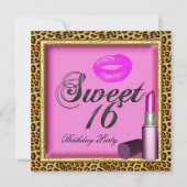 甘い16ピンクリップリップスティックヒョウ金ゴールド 招待状 (正面)