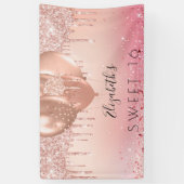 甘い16ピンクローズ金ゴールドグリッターバルーン 横断幕 (縦)