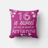 甘い16ピンク白い花パーソナライズされた クッション (正面)