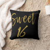 甘い16フェイク金ゴールドとブラックフォイル枕 クッション (ブランケット)