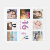 甘い16フォトコラージュの女の子ホワイト フリースブランケット (正面(横))