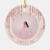 甘い16フォトバラ金ゴールドグリッター セラミックオーナメント (正面)