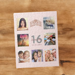 甘い16フォトバラ金ゴールド赤面ピンクティアラ ジグソーパズル<br><div class="desc">16ユニーク歳の誕生日の贈り物や記念祝品、あなたの写真のコラージュで彼女の人生。彼女の家族、友人、ペット、趣味、または夢の旅行先の画像を追加。名前、年齢16と日付をパーソナライズして追加。灰色と暗いバラ金ゴールド色の文字。とエレガントトレンディー赤面ピンク背景色。飾バラ金ゴールドのティアラ、クラウン。</div>