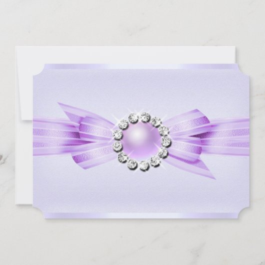 甘い16フォトバースデーパーティーソフトパープルジェム 招待状 (裏面)