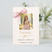 甘い16フォトピンクボウクリーム サンキューカード (スタンド正面)
