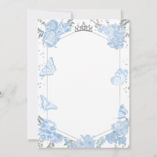甘い16フォト招待状ダスティブルーバタフライ 招待状 (裏面)
