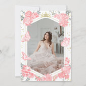 甘い16フォト招待状バタフライピンクフローラ 招待状 (裏面)