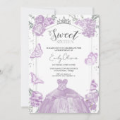 甘い16フォト招待状バタフライラベンダードレス 招待状 (正面)