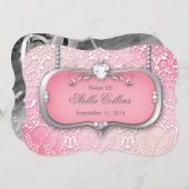 甘い16フラワーダマスク誕生日フォトカード 招待状 (正面/裏面)