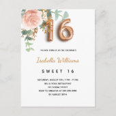 甘い16フローラバラ金ゴールドユーカリ緑 インビテーションポストカード (正面)