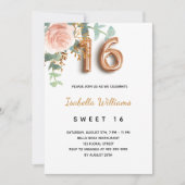 甘い16フローラバラ金ゴールドユーカリ緑 招待状 (正面)